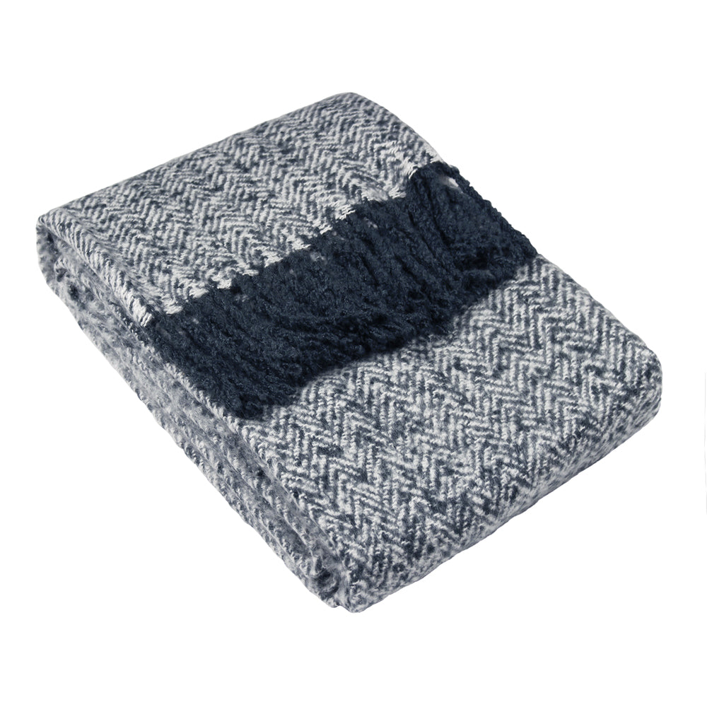 Weaver Herringbone Throw Navy