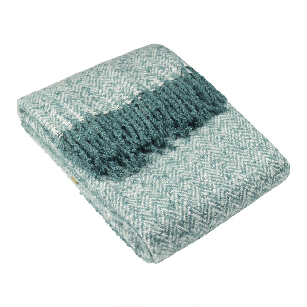 Weaver Blue Herringbone Throw Teal Throws furn. furn