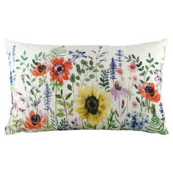 Floral Green Cushions - Wild Flowers Emma Rectangular Cushion Cover Olive Evans Lichfield