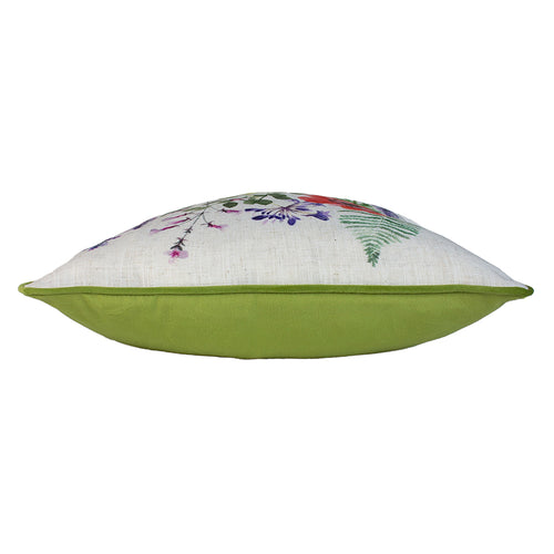 Floral Green Cushions - Wild Flowers Emma Square Cushion Cover Olive Evans Lichfield