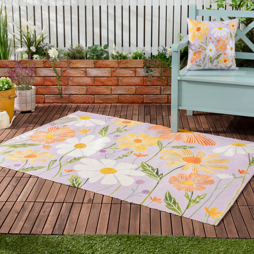 Floral Orange Cushions - Wildflowers Outdoor Cushion Cover Lilac/Peach Wylder