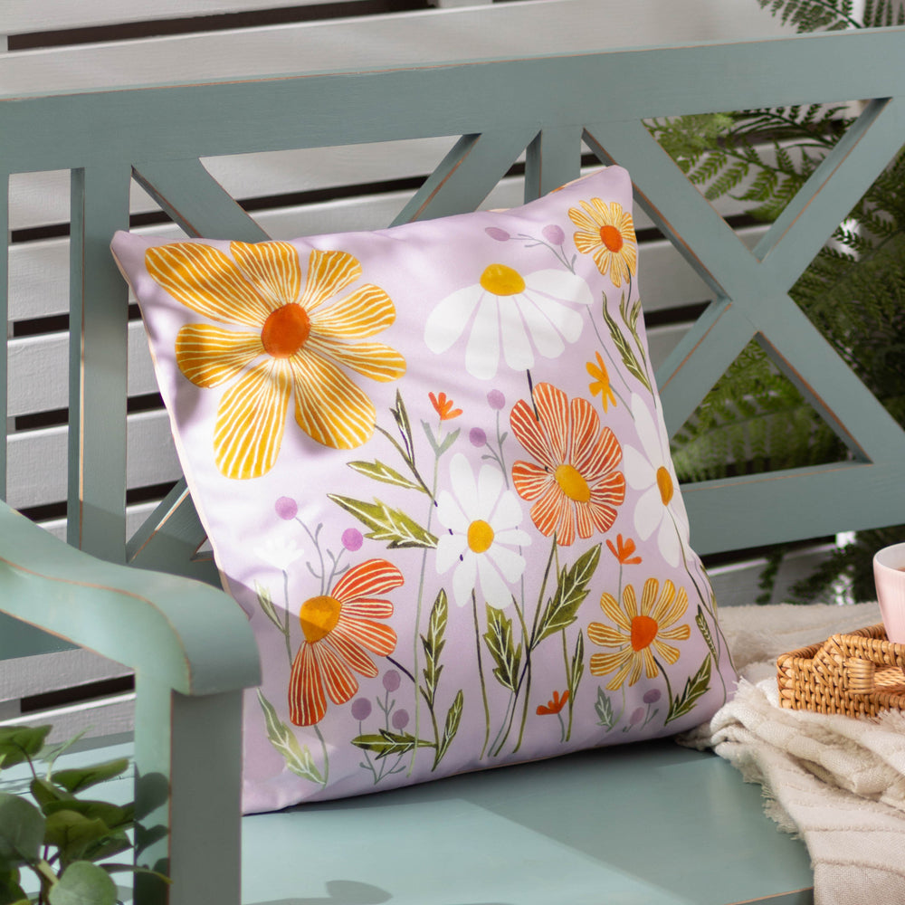 Wildflowers Orange Outdoor Cushion Cover Lilac Peach Cushions Wylder Nature furn