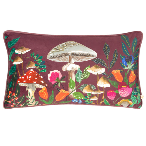 Floral Red Cushions - Wild Garden Mushrooms Cushion Cover Wine Wylder