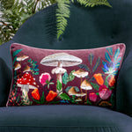 Wylder Wild Garden Mushrooms Cushion Cover in Wine