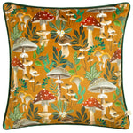 Wylder Wild Garden Mushroom Repeat Cushion Cover in Gold