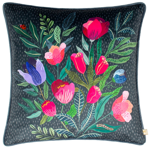 Floral Blue Cushions - Wild Garden Posies Cushion Cover Navy Wylder