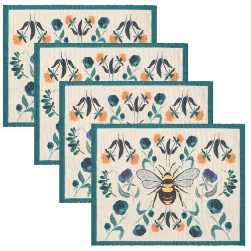 Animal Blue Accessories - Wild Garden Set of 4 Indoor/Outdoor Placemats Multicolour Wylder Nature