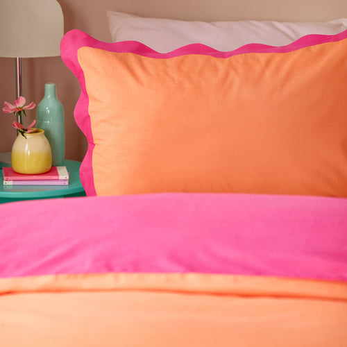 Wiggle Scallop Duvet Cover Set Coral/Pink