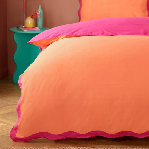 Wiggle Scallop Duvet Cover Set Coral/Pink