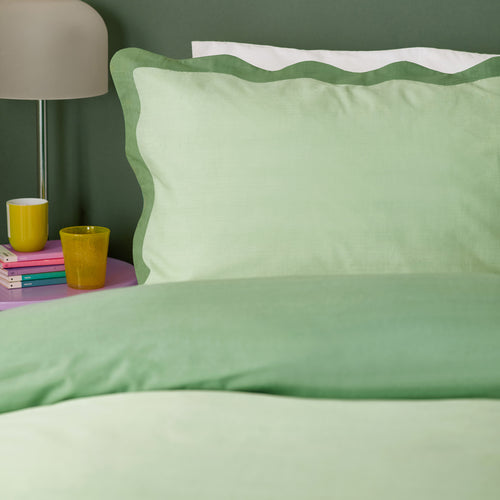 Wiggle Scallop Duvet Cover Set Green