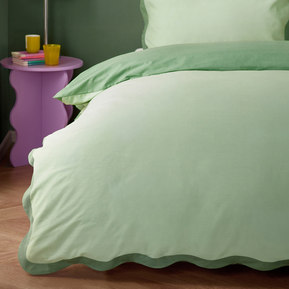 Wiggle Scallop Duvet Cover Set Green