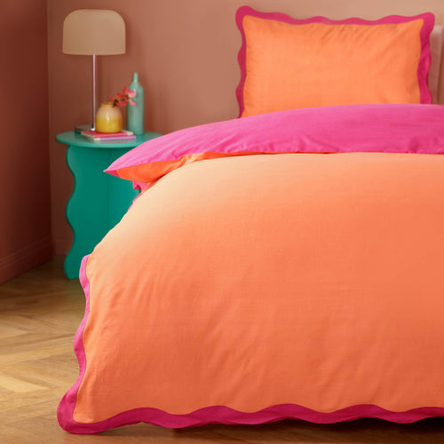 Plain Orange Bedding - Wiggle Scalloped Duvet Cover Set Coral Heya Home