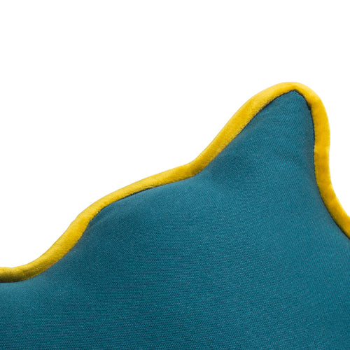 Plain Blue Cushions - Wiggle Velvet Reversible Ready Filled Cushion Blue/Yellow heya home