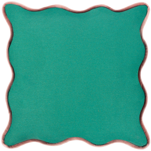 Plain Green Cushions - Wiggle Velvet Reversible Ready Filled Cushion Green/Pink heya home