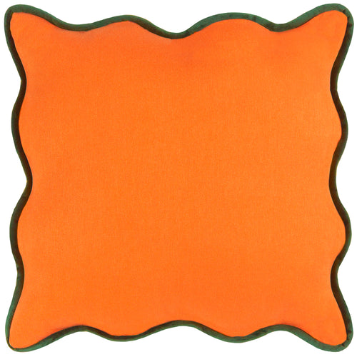 Plain Orange Cushions - Wiggle Velvet Reversible Ready Filled Cushion Orange/Green heya home