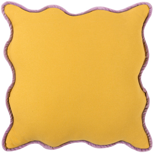 Plain Yellow Cushions - Wiggle Velvet Reversible Ready Filled Cushion Yellow/Lilac heya home