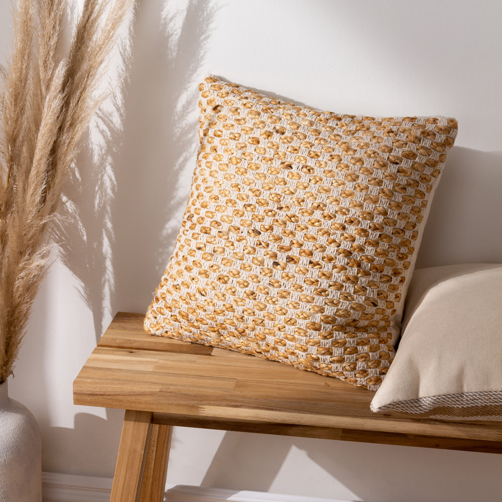 Wikka Beige Jute Woven Cushion Cover Natural Cushions Yard furn