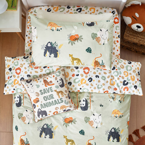Animal Multi Bedding - Wildlife Animal Reversible Duvet Cover Set Multicolour/Green little furn.