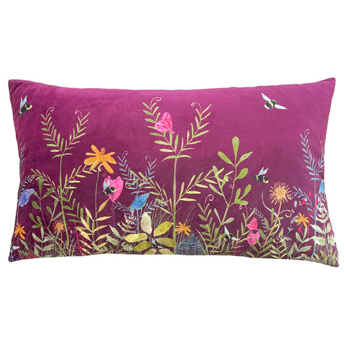 Floral Pink Cushions - Willow Wildflower Meadow Cushion Cover Fuchsia Wylder