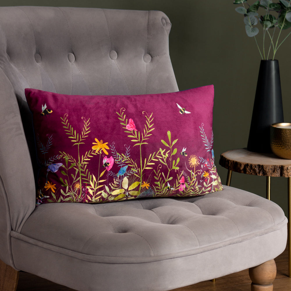 Willow Wildflower Meadow Cushion Fuchsia