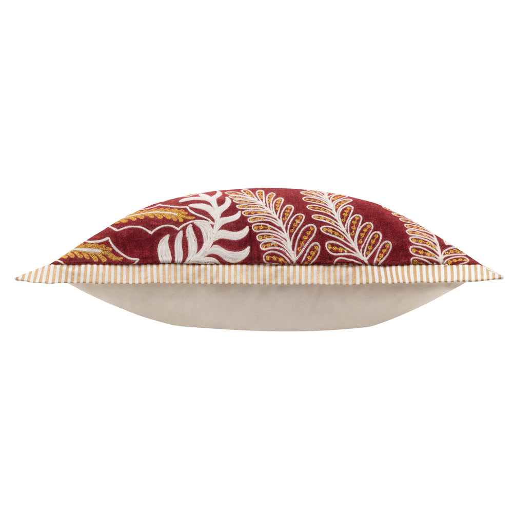 Winter Joy Embroidered Cushion Red