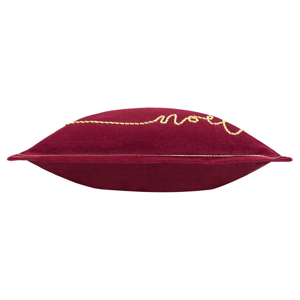 Winter Noel Applique Velvet Cushion Red