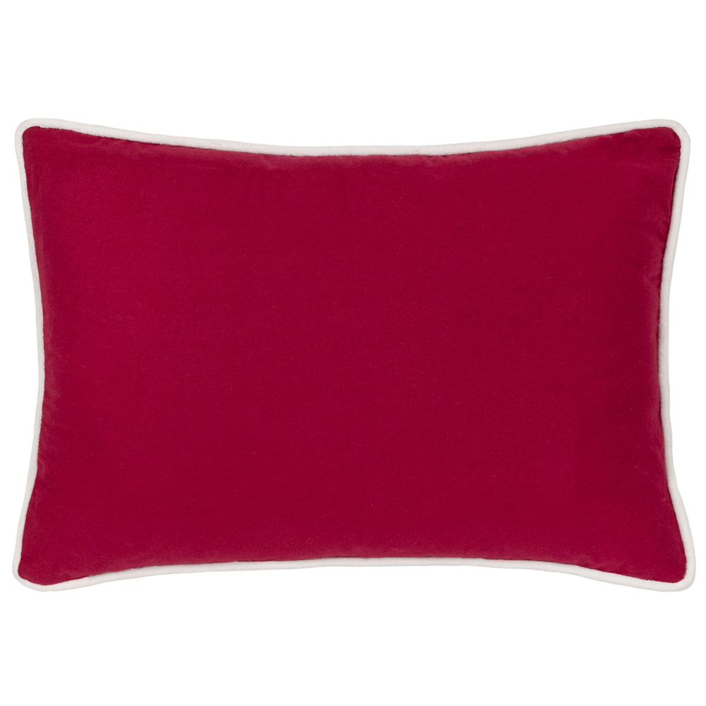 Winter Merry Christmas Applique Velvet Cushion Red