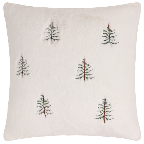 Woodland Cream Cushions - Winter Pines Faux Fur Cushions Ecru Furn