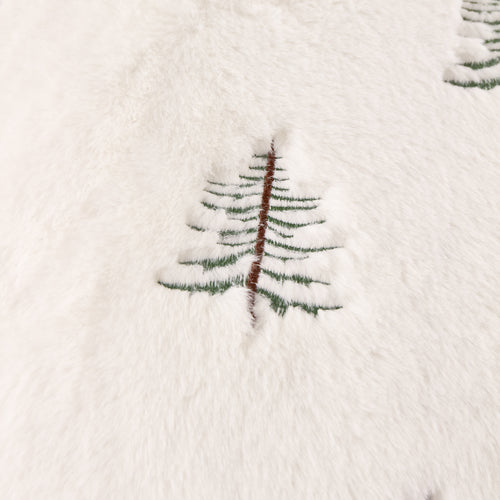 Winter Pines Faux Fur Cushion Ecru