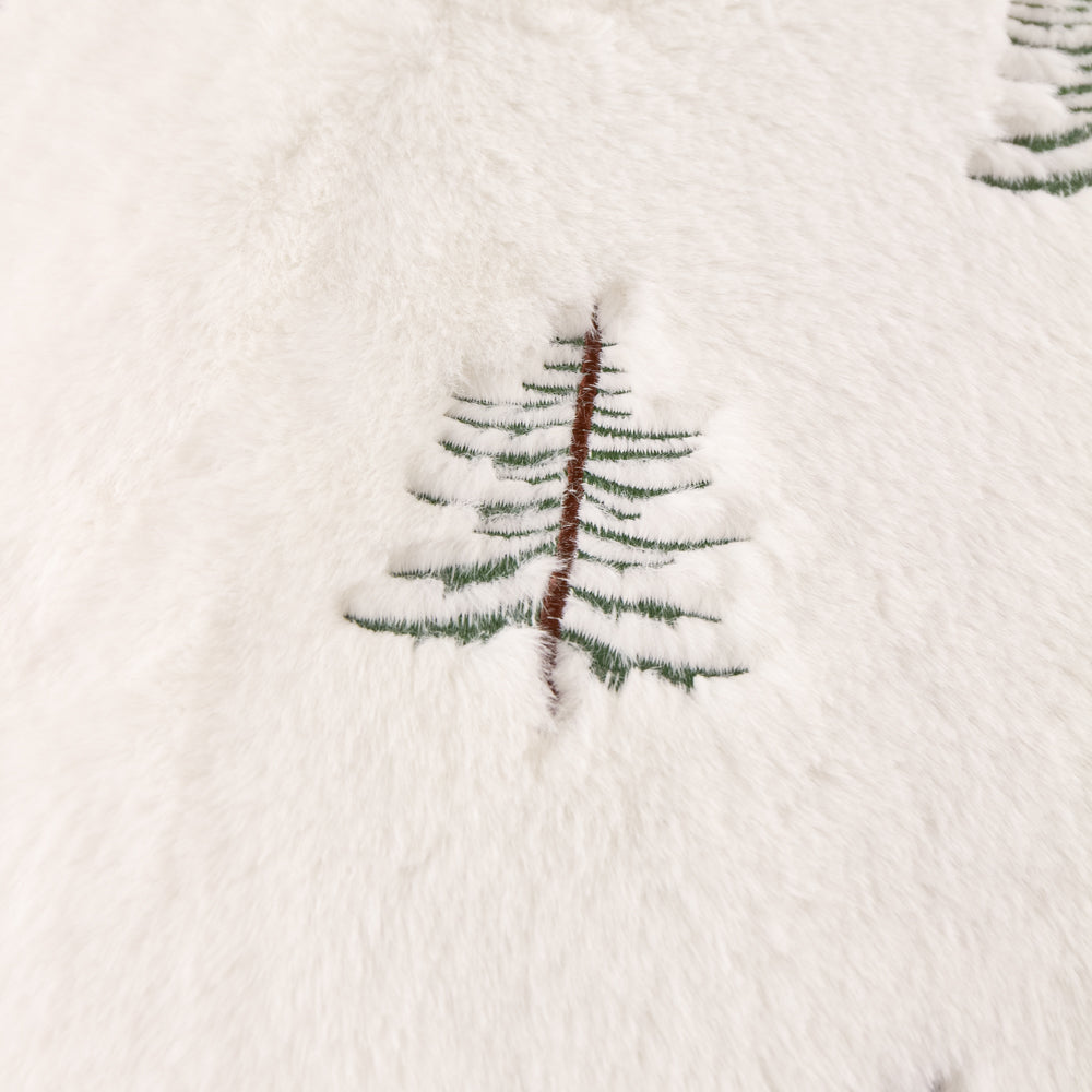 Winter Pines Faux Fur Cushion Ecru