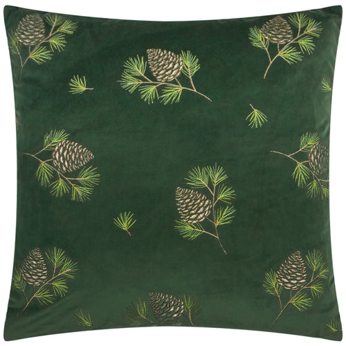 Winter Pines Velvet Cushion Spruce Green