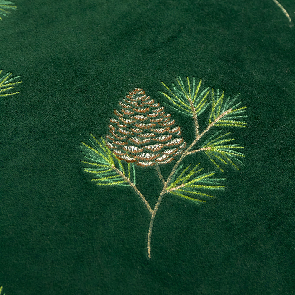 Winter Pines Velvet Cushion Spruce Green