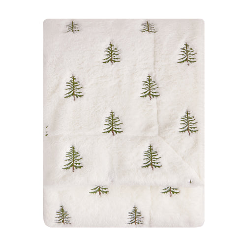 Woodland Cream Throws - Winter Pines Fleece Throw Ecru Furn