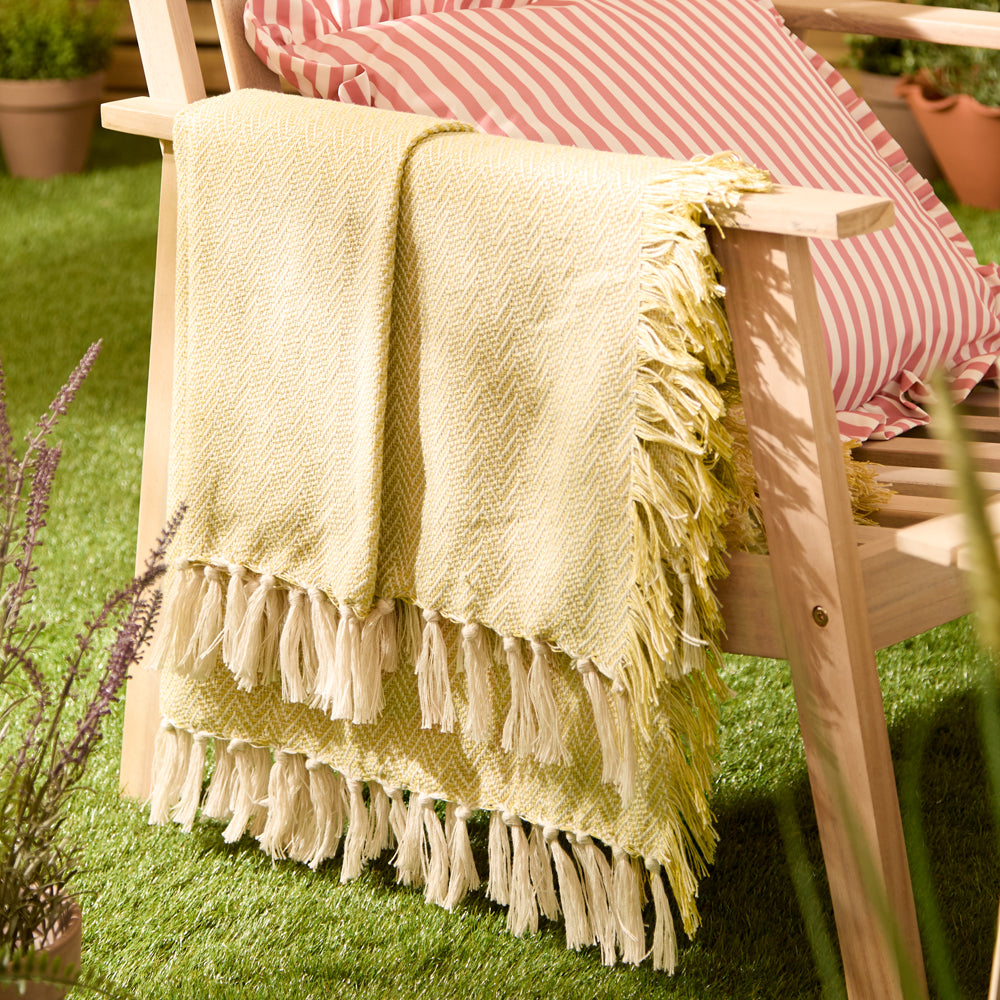 Herringbone Yellow Throws - Wisley Woven Outdoor Throw Yellow Wylder