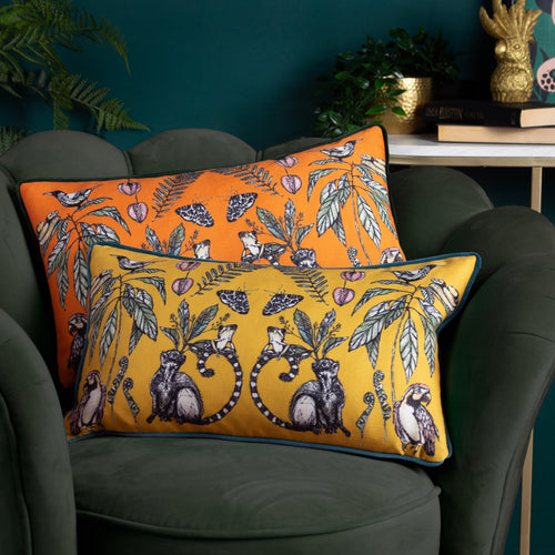 Animal Orange Cushions - Wild Mirrored Creatures  Cushion Cover Orange Wylder