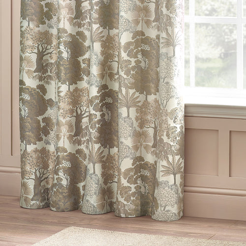 Floral Beige Curtains - Woodlands Room Darkening Eyelet Curtains Natural Wylder