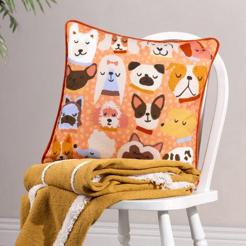 Animal Orange Cushions - Woofers Dog Cushion Cover Orange furn.