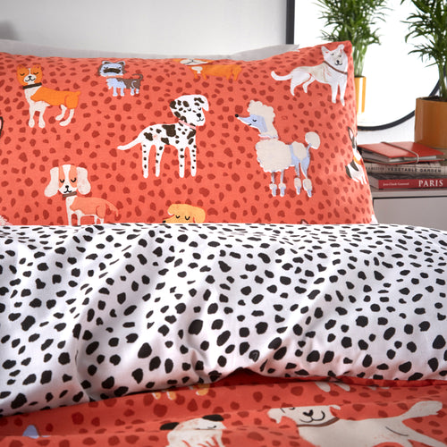 Animal Orange Bedding - Woofers Dogs Duvet Cover Set Coral furn.