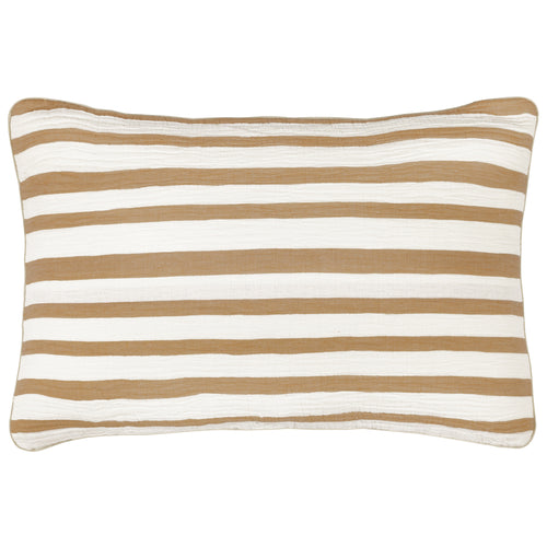 Striped Brown Cushions - Woven Stripe Cotton Cushion Cover Cinnamon Yard