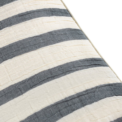 Striped Blue Cushions - Woven Stripe Cotton Cushion Cover Dusk Blue Yard