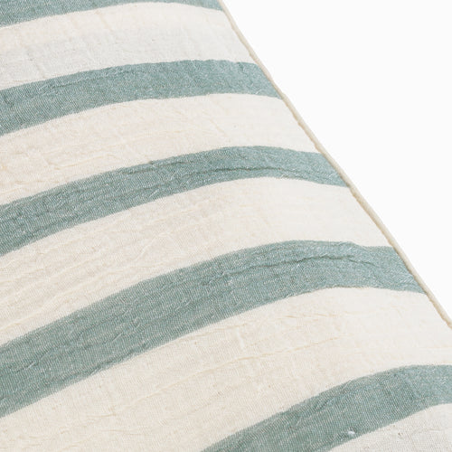 Striped Green Cushions - Woven Stripe Cotton Cushion Cover Eucalyptus Yard