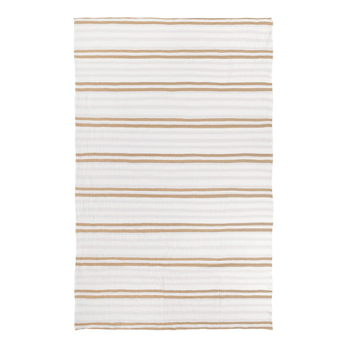 Striped Brown Bedding - Woven Stripe 100% Cotton Bedspread Cinnamon Yard