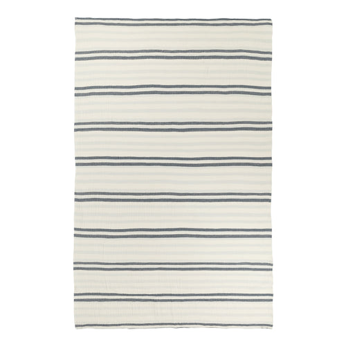 Striped Blue Bedding - Woven Stripe 100% Cotton Bedspread Dusk Blue Yard