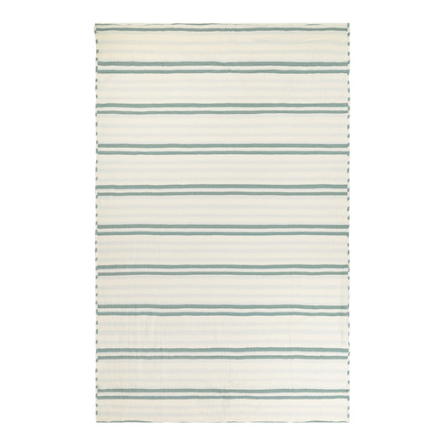 Striped Green Bedding - Woven Stripe 100% Cotton Bedspread Eucalyptus Yard