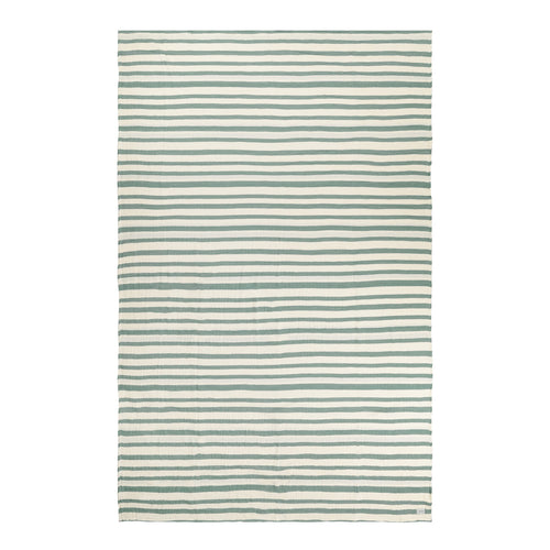 Striped Green Bedding - Woven Stripe 100% Cotton Bedspread Eucalyptus Yard