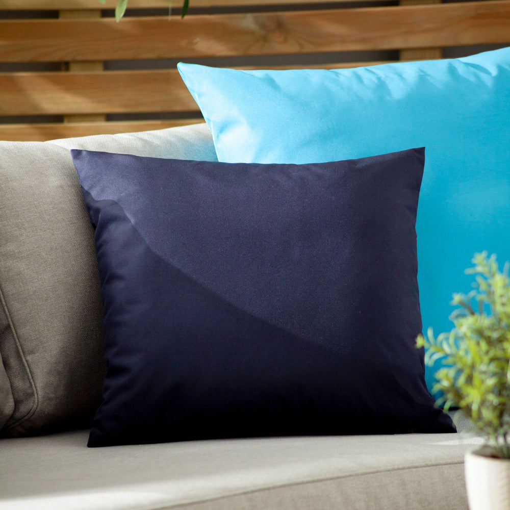 Plain Blue Cushions - Plain Outdoor Cushion Cover Navy Furn
