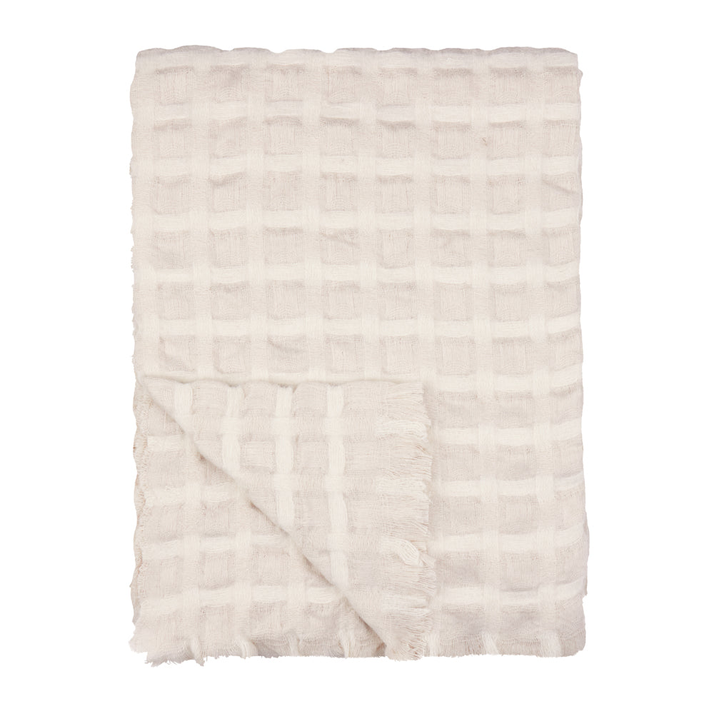 Walton Waffle Fringed Throw Linen