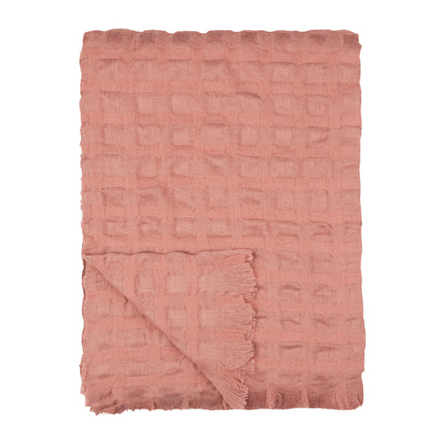 Walton Waffle Fringed Throw Rose