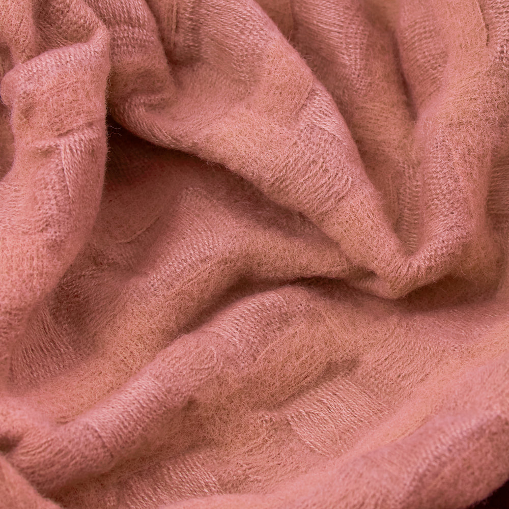 Walton Waffle Fringed Throw Rose