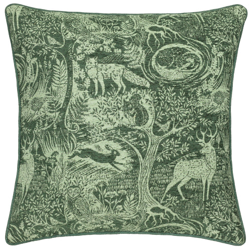 Animal Green Cushions - Winter Woods Animal Chenille Cushion Cover Emerald furn.